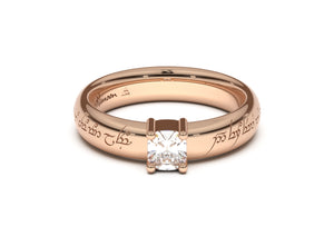 Cushion Classic Elvish Engagement Ring, Red Gold