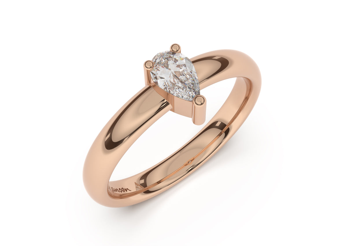 Pear Classic Slim Engagement Ring, Red Gold