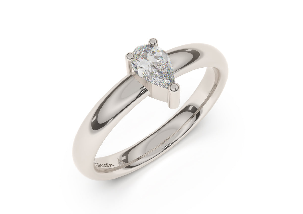 Pear Classic Slim Engagement Ring, White Gold & Platinum