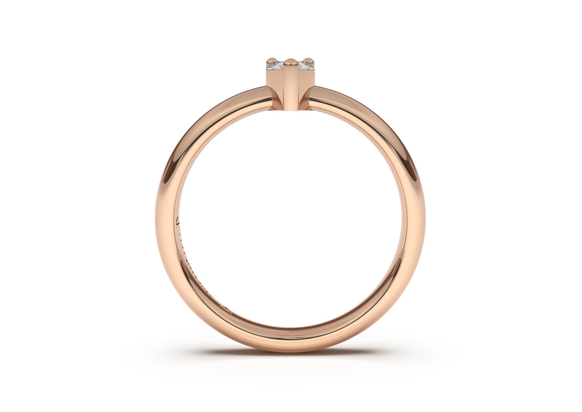 Pear Classic Slim Engagement Ring, Red Gold