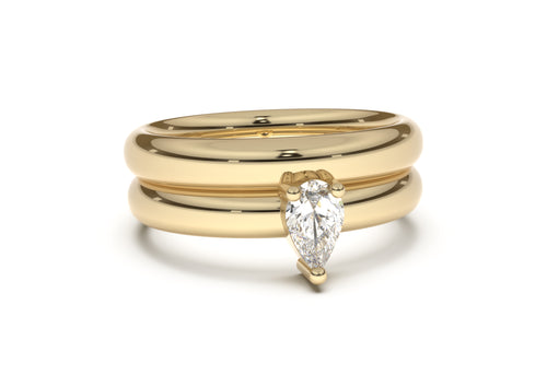 Pear Classic Slim Engagement Ring, Yellow Gold