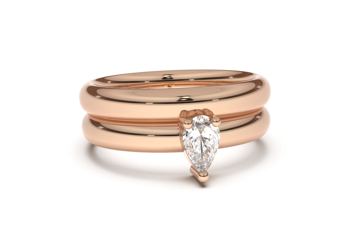 Pear Classic Slim Engagement Ring, Red Gold