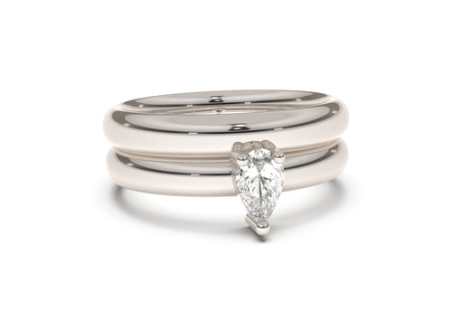 Pear Classic Slim Engagement Ring, White Gold & Platinum