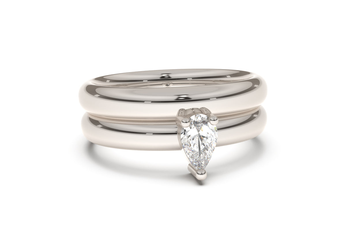 Pear Classic Slim Engagement Ring, White Gold & Platinum