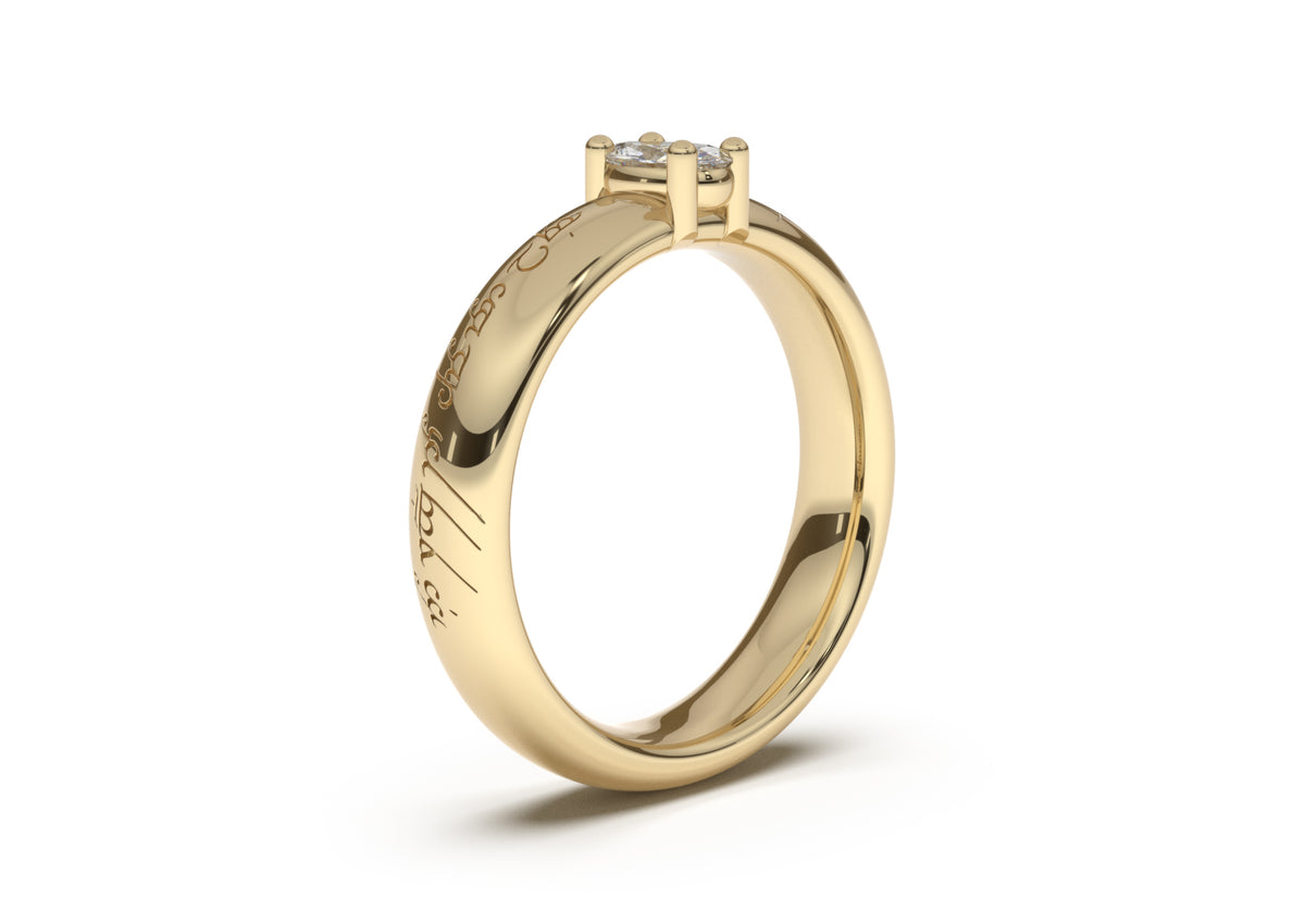 Oval Contemporary Elvish Engagement Ring, Yellow Gold