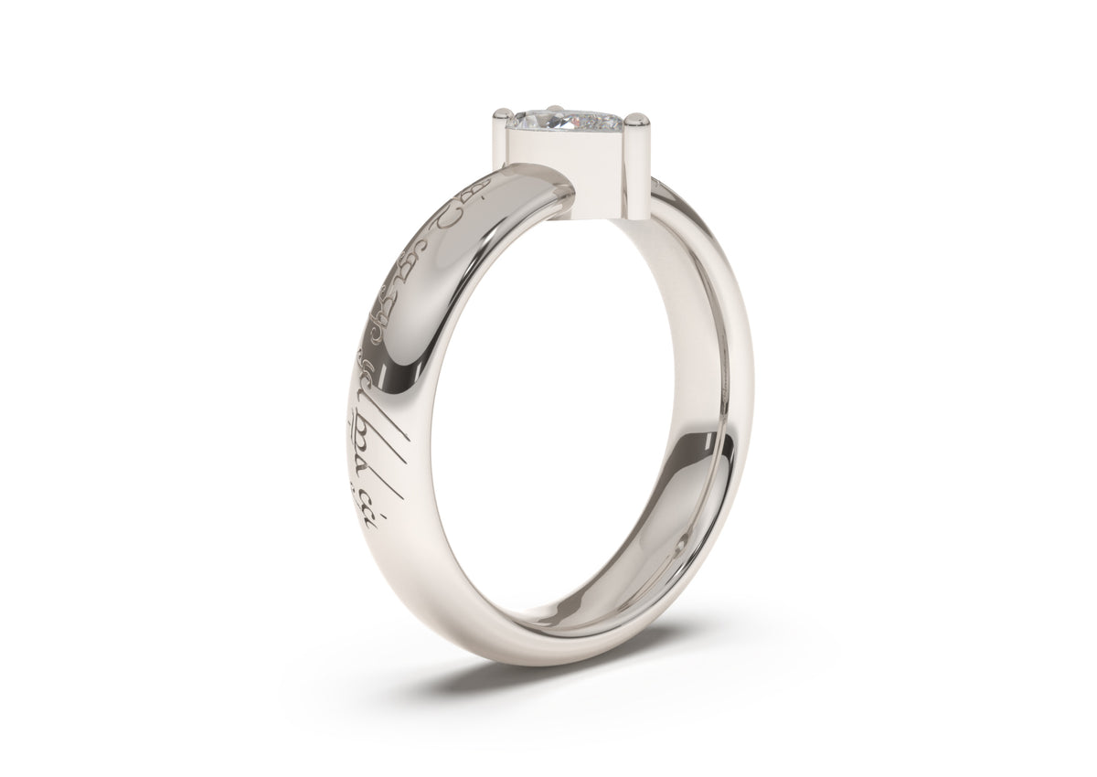 Pear Classic Elvish Engagement Ring, White Gold & Platinum