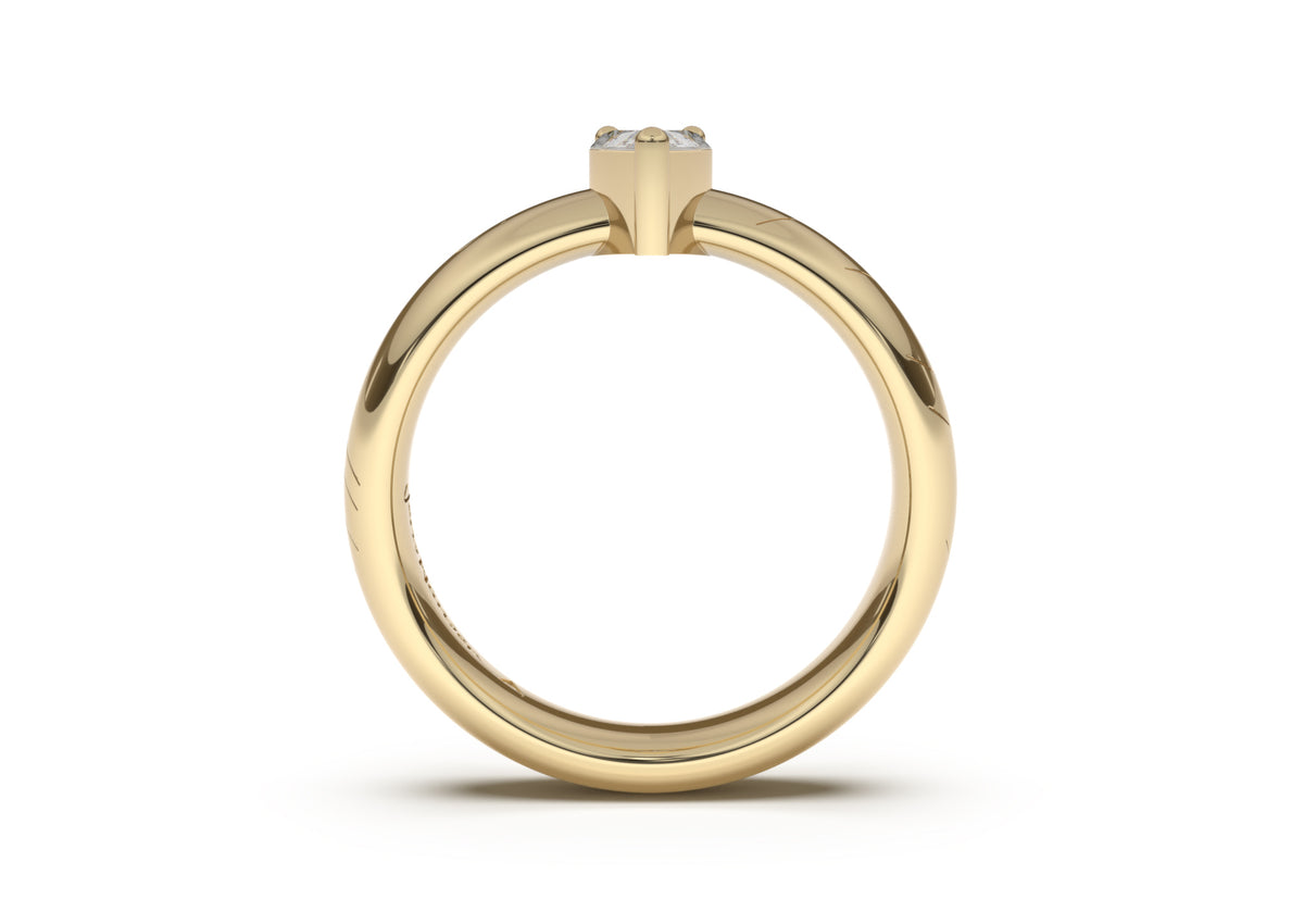 Pear Classic Elvish Engagement Ring, Yellow Gold