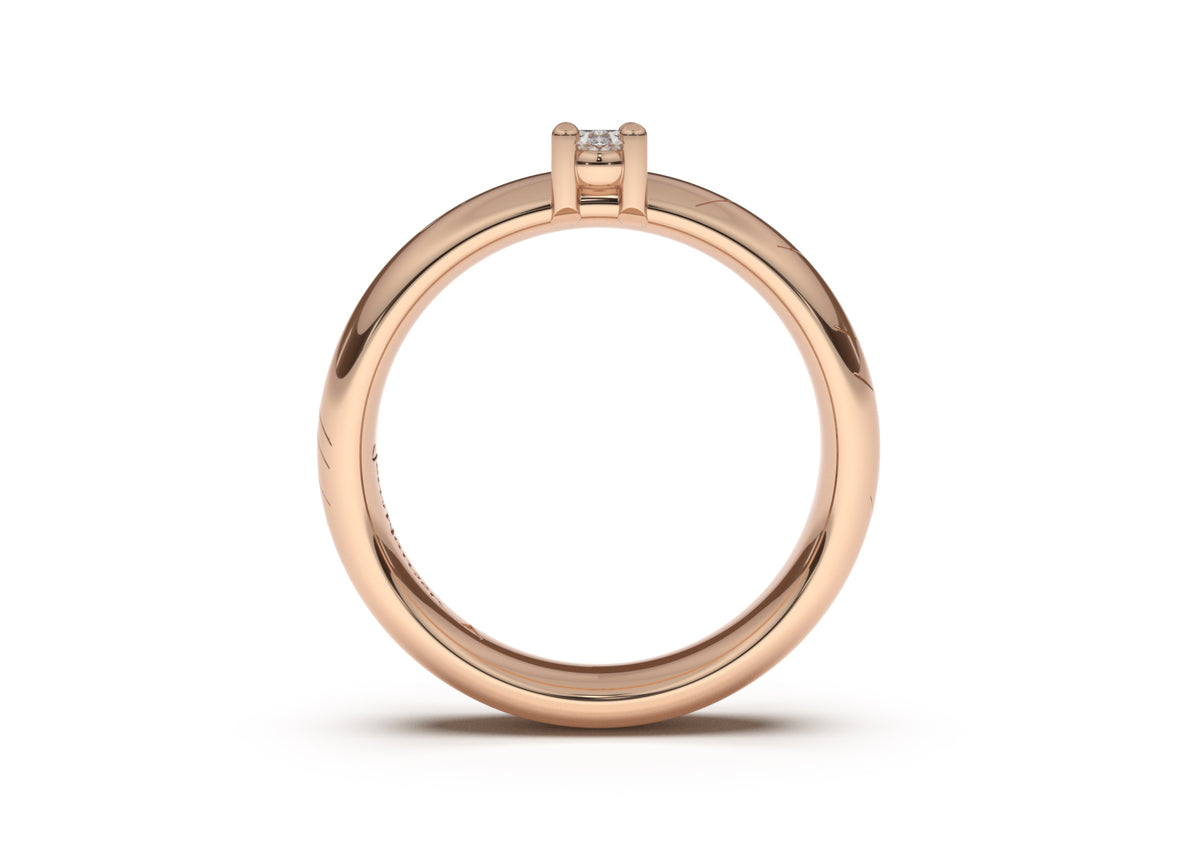 Oval Contemporary Elvish Engagement Ring, Red Gold