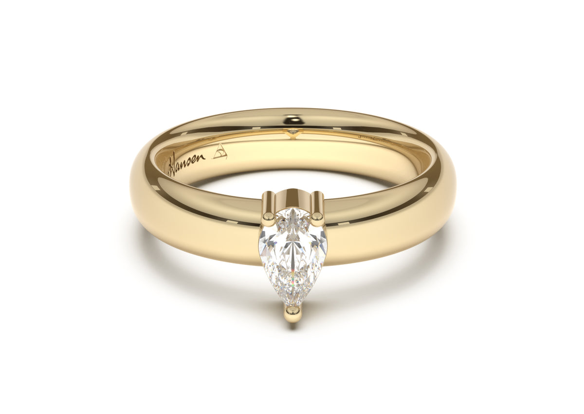 Pear Classic Engagement Ring, Yellow Gold