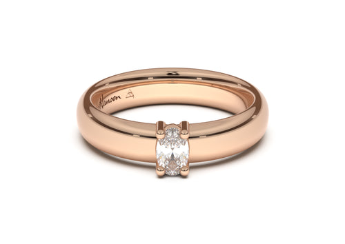 Oval Contemporary Engagement Ring, Red Gold