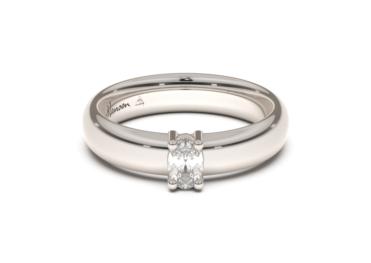 Oval Contemporary Engagement Ring, White Gold & Platinum