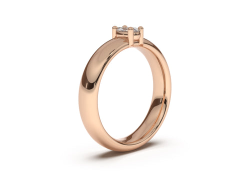 Oval Contemporary Engagement Ring, Red Gold