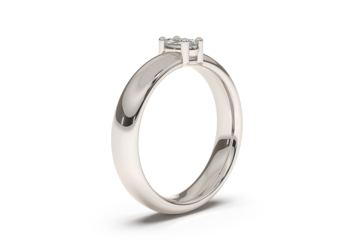 Oval Contemporary Engagement Ring, White Gold & Platinum