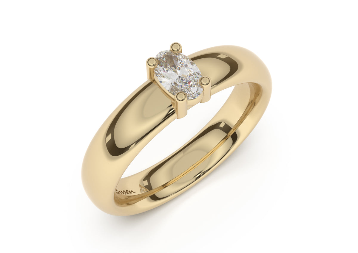 Oval Contemporary Engagement Ring, Yellow Gold