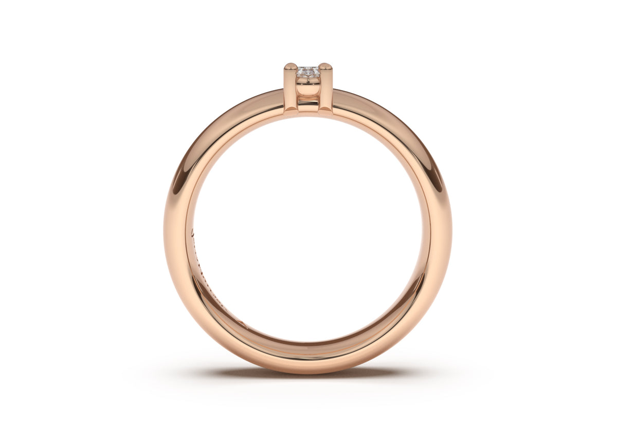 Oval Contemporary Engagement Ring, Red Gold