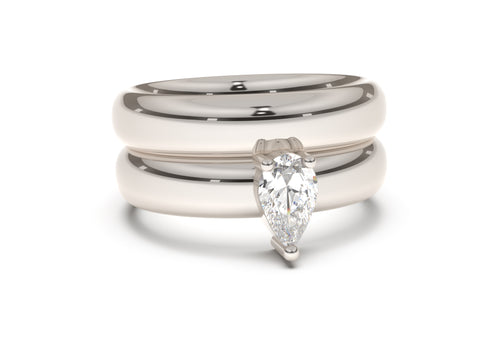 Pear Classic Engagement Ring, White Gold & Platinum