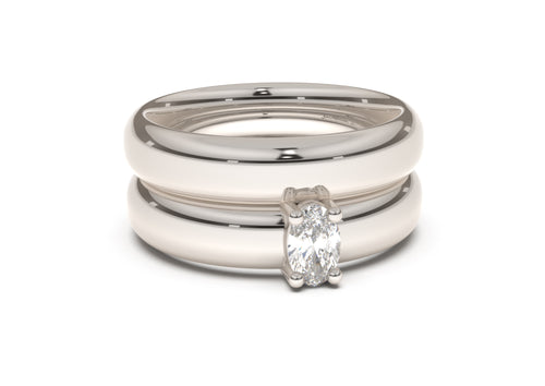 Oval Contemporary Engagement Ring, White Gold & Platinum