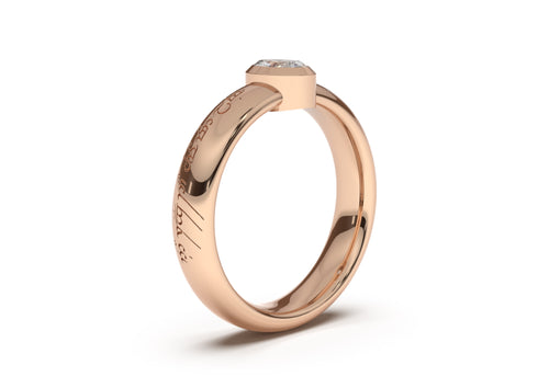 Oval Modern Elvish Engagement Ring, Red Gold