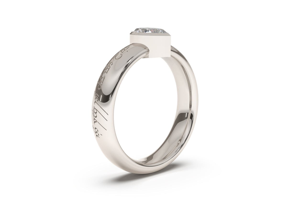 Pear Modern Elvish Engagement Ring, White Gold & Platinum