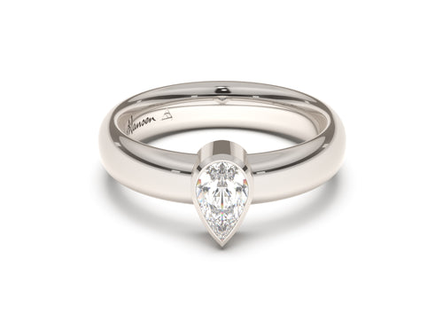 Pear Modern Engagement Ring, White Gold & Platinum
