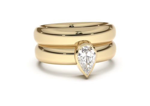 Pear Modern Engagement Ring, Yellow Gold