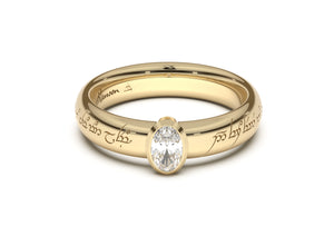 Oval Elegant Elvish Engagement Ring, Yellow Gold