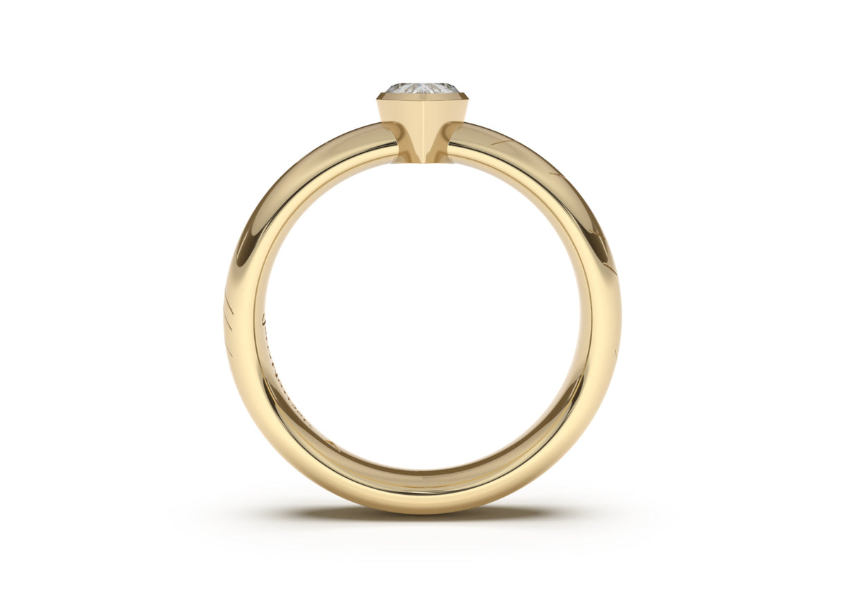 Pear Elegant Elvish Engagement Ring, Yellow Gold