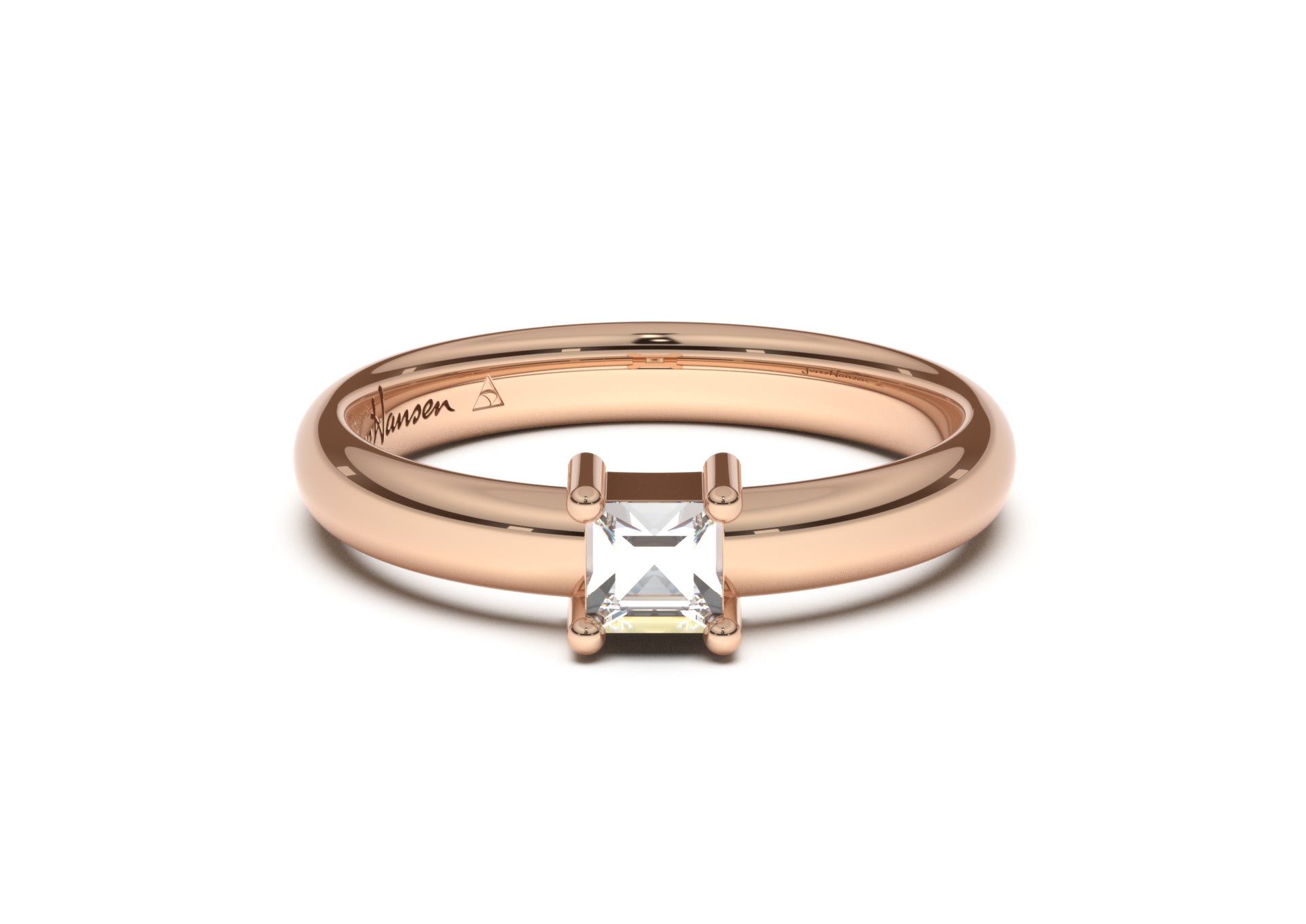 Princess Classic Slim Engagement Ring, Red Gold