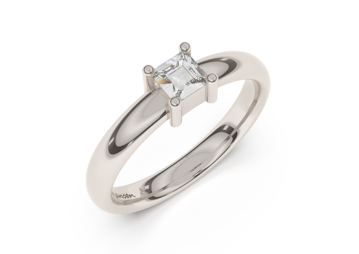 Princess Classic Slim Engagement Ring, White Gold & Platinum