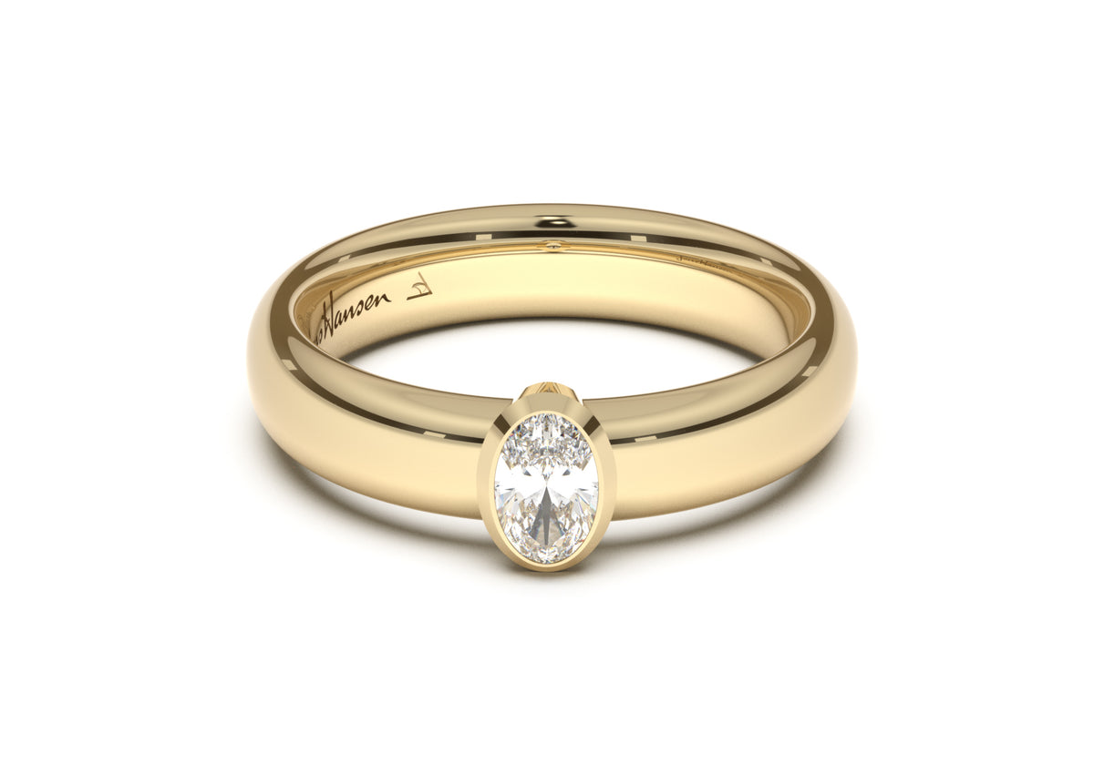 Oval Elegant Engagement Ring, Yellow Gold
