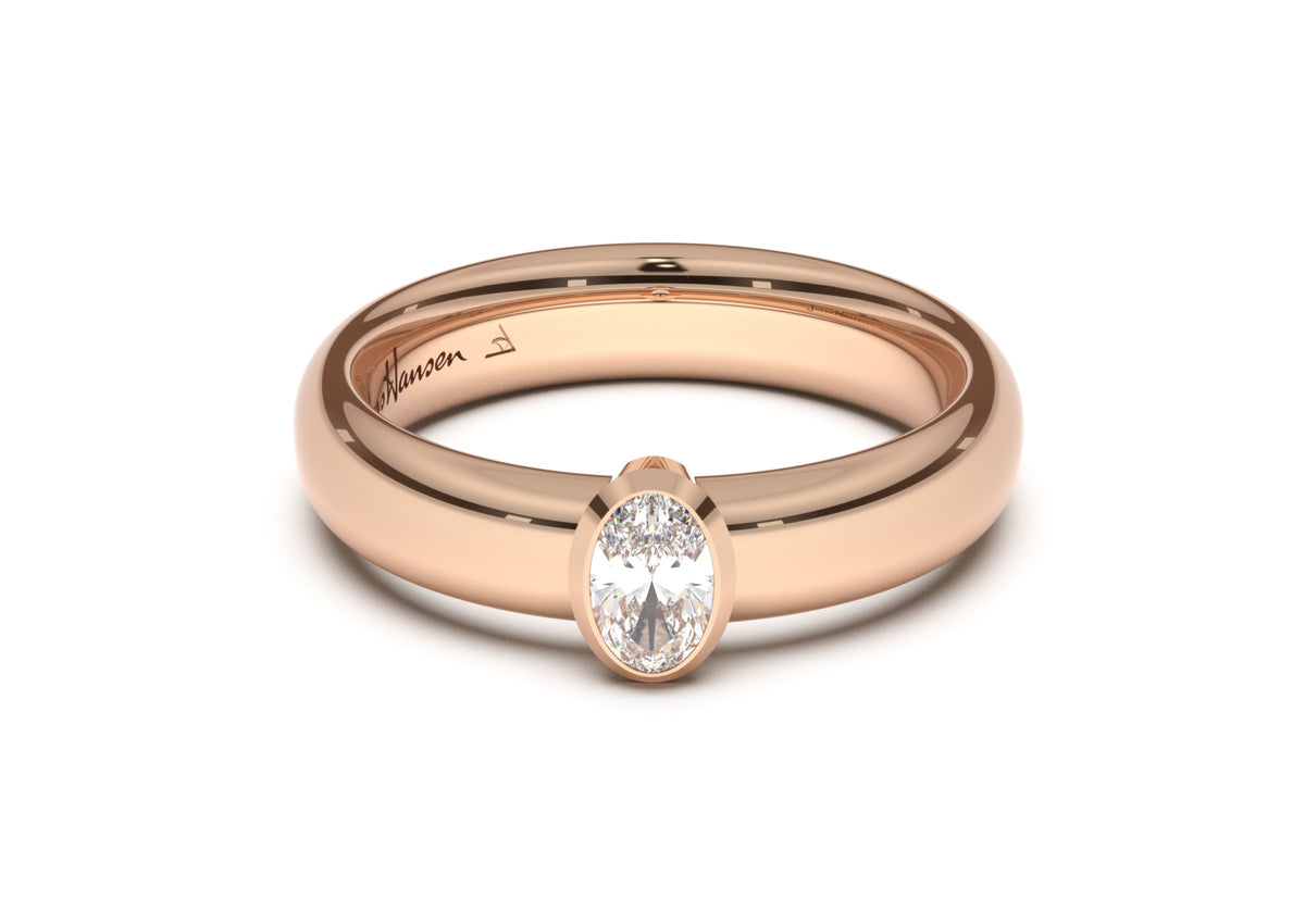 Oval Elegant Engagement Ring, Red Gold