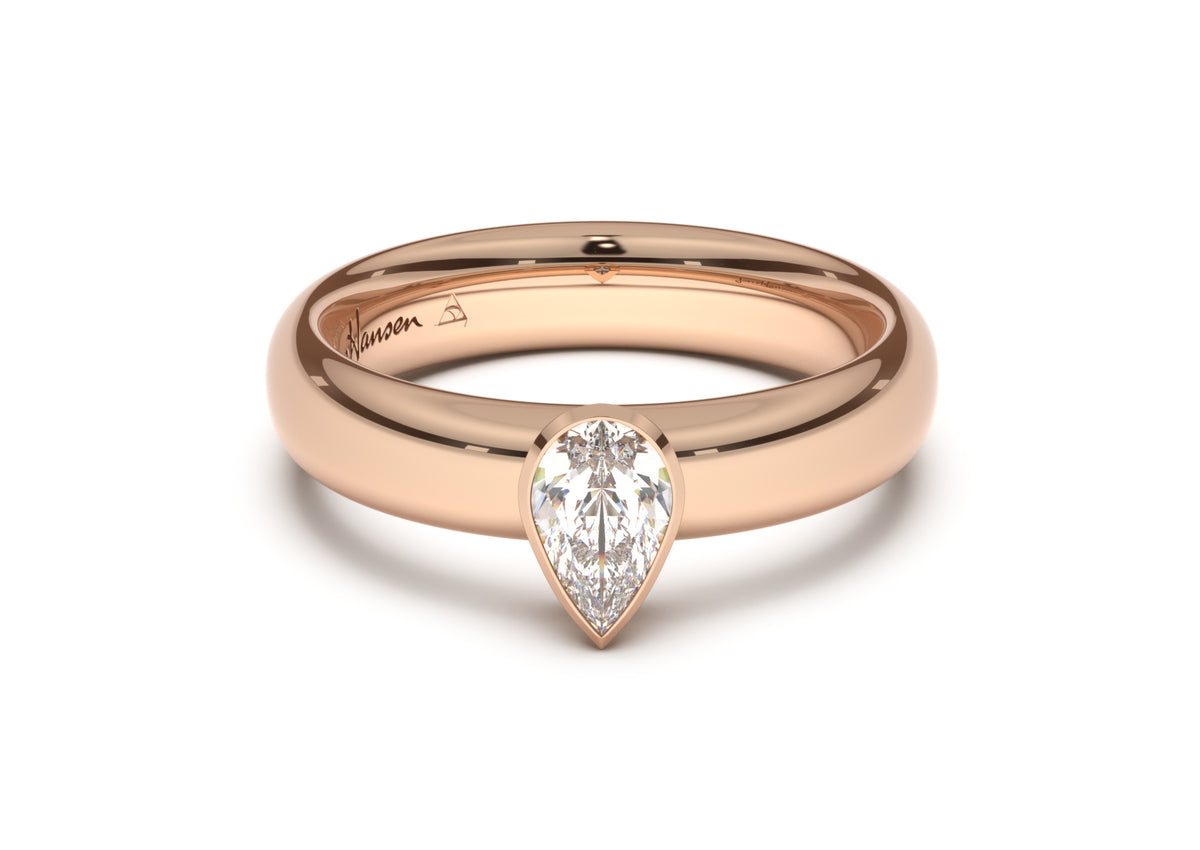 Pear Elegant Engagement Ring, Red Gold