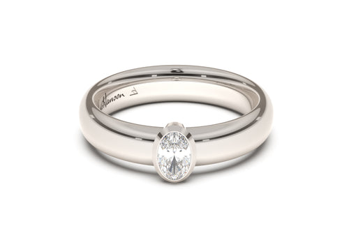 Oval Elegant Engagement Ring, White Gold & Platinum