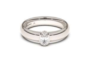 Oval Elegant Engagement Ring, White Gold & Platinum