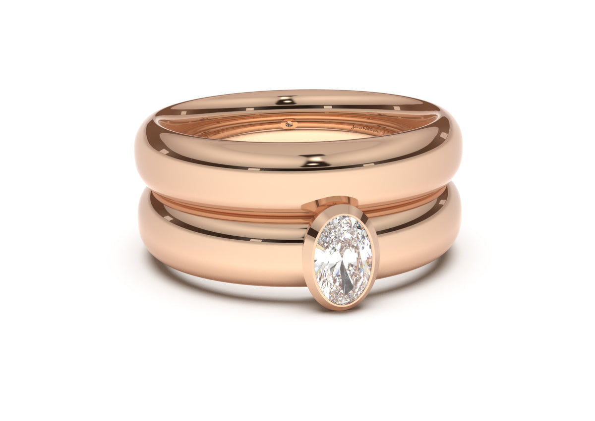 Oval Elegant Engagement Ring, Red Gold
