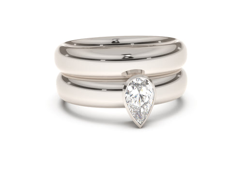 Pear Elegant Engagement Ring, White Gold & Platinum