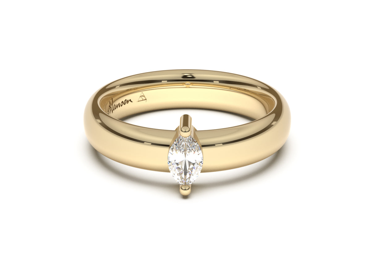 Marquise Classic Engagement Ring, Yellow Gold