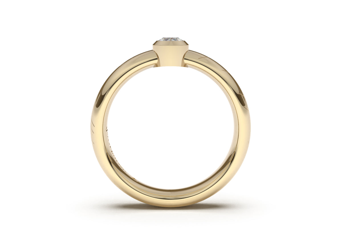 Marquise Modern Elvish Engagement Ring, Yellow Gold