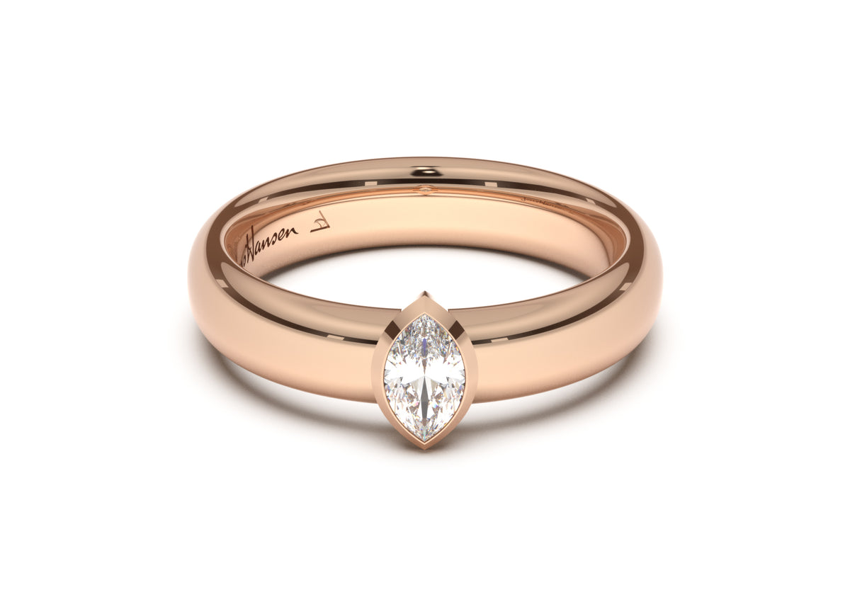 Marquise Elegant Engagement Ring, Red Gold
