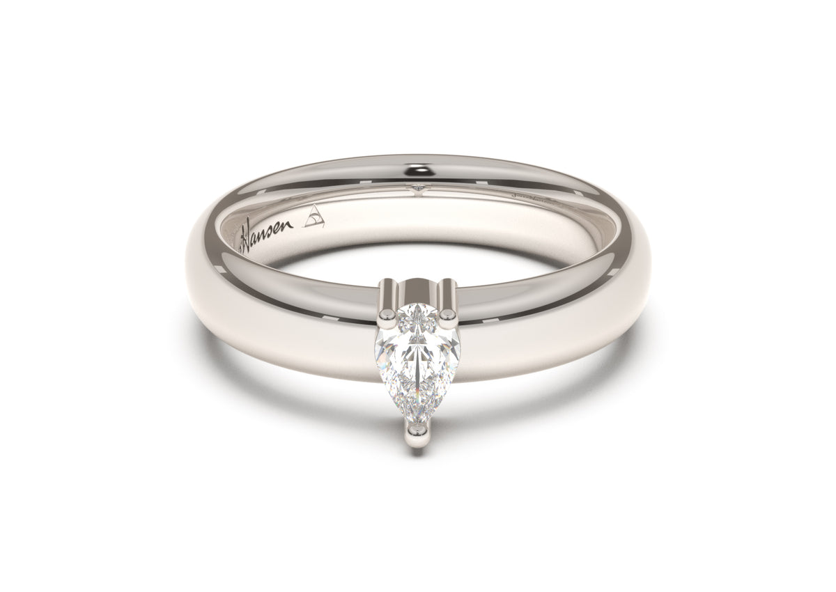 Pear Classic Engagement Ring, White Gold & Platinum