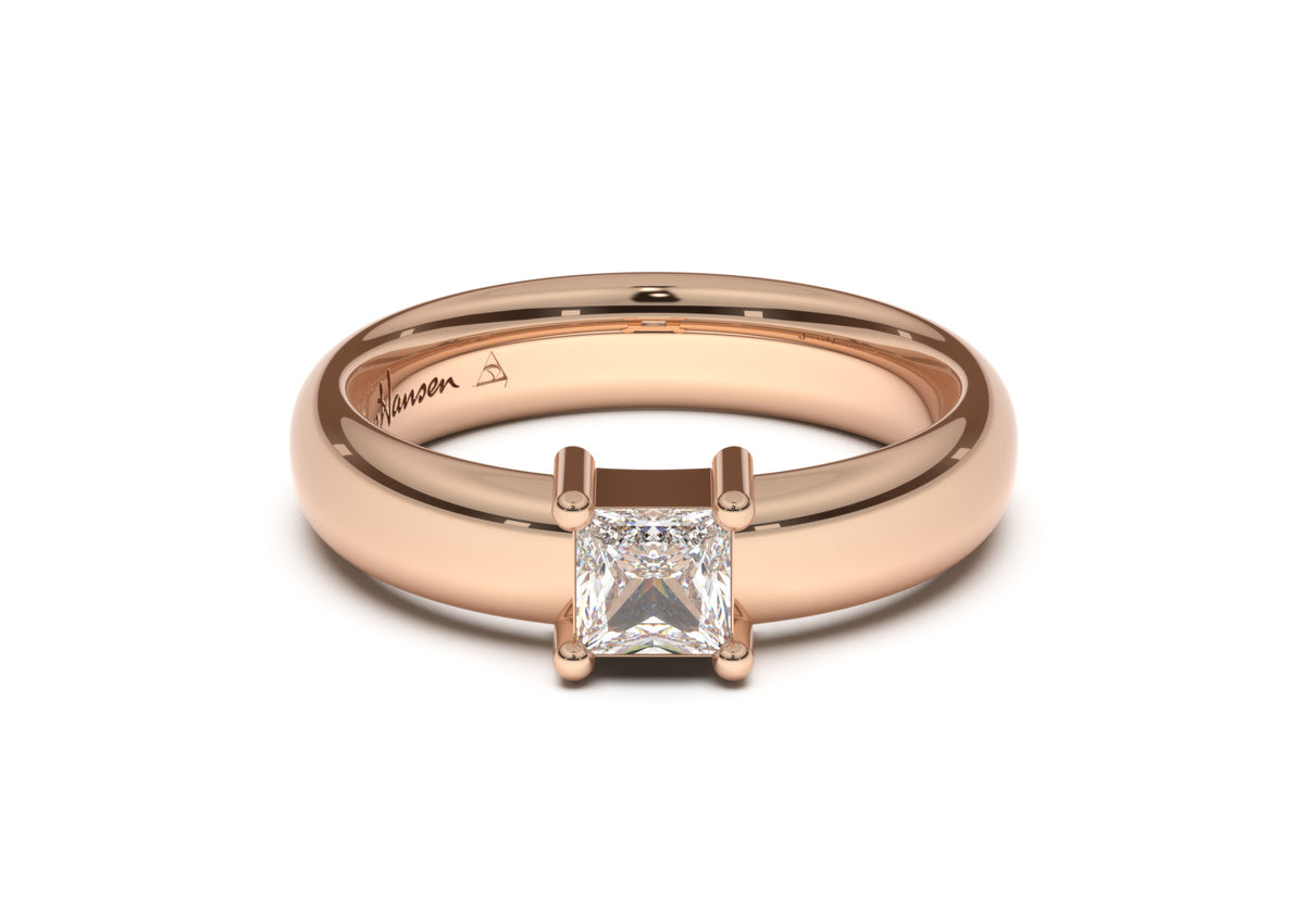 Princess Classic Engagement Ring, Red Gold
