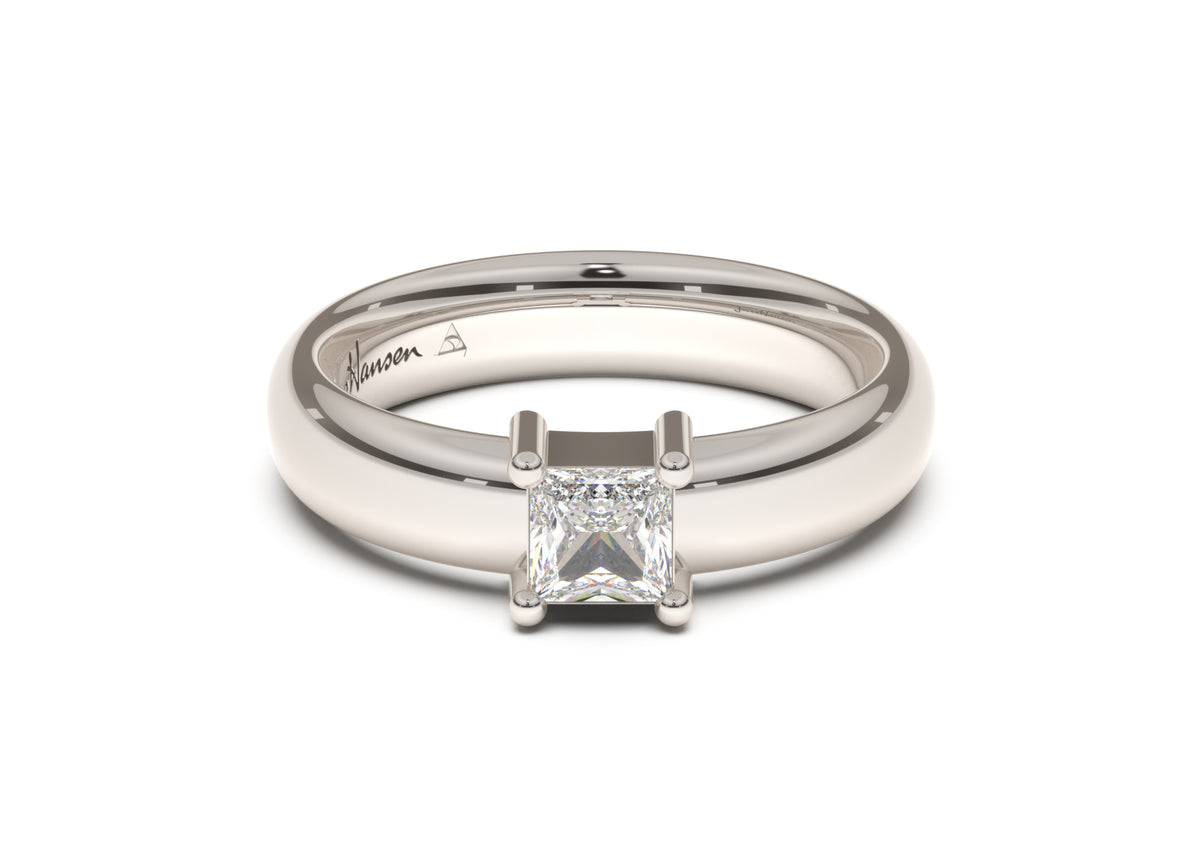 Princess Classic Engagement Ring, White Gold & Platinum