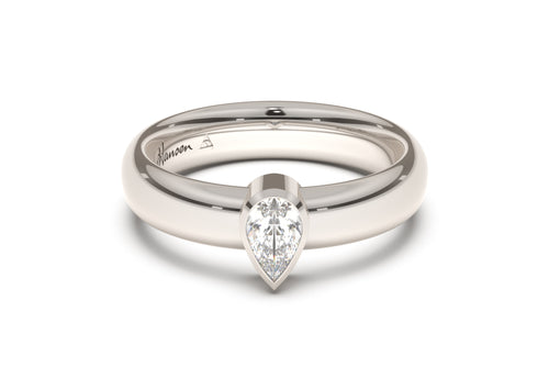 Pear Modern Engagement Ring, White Gold & Platinum