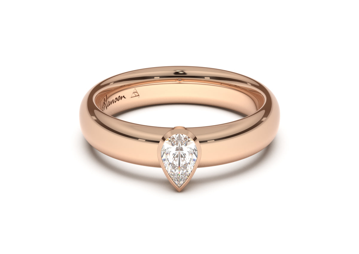 Pear Elegant Engagement Ring, Red Gold