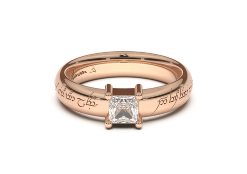 Princess Classic Elvish Engagement Ring, Red Gold