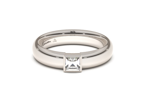 Princess Elegant Engagement Ring, White Gold & Platinum