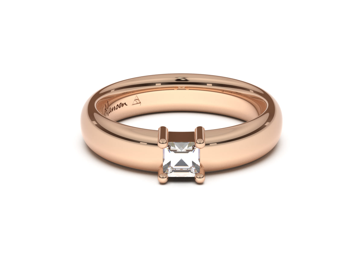 Princess Classic Engagement Ring, Red Gold
