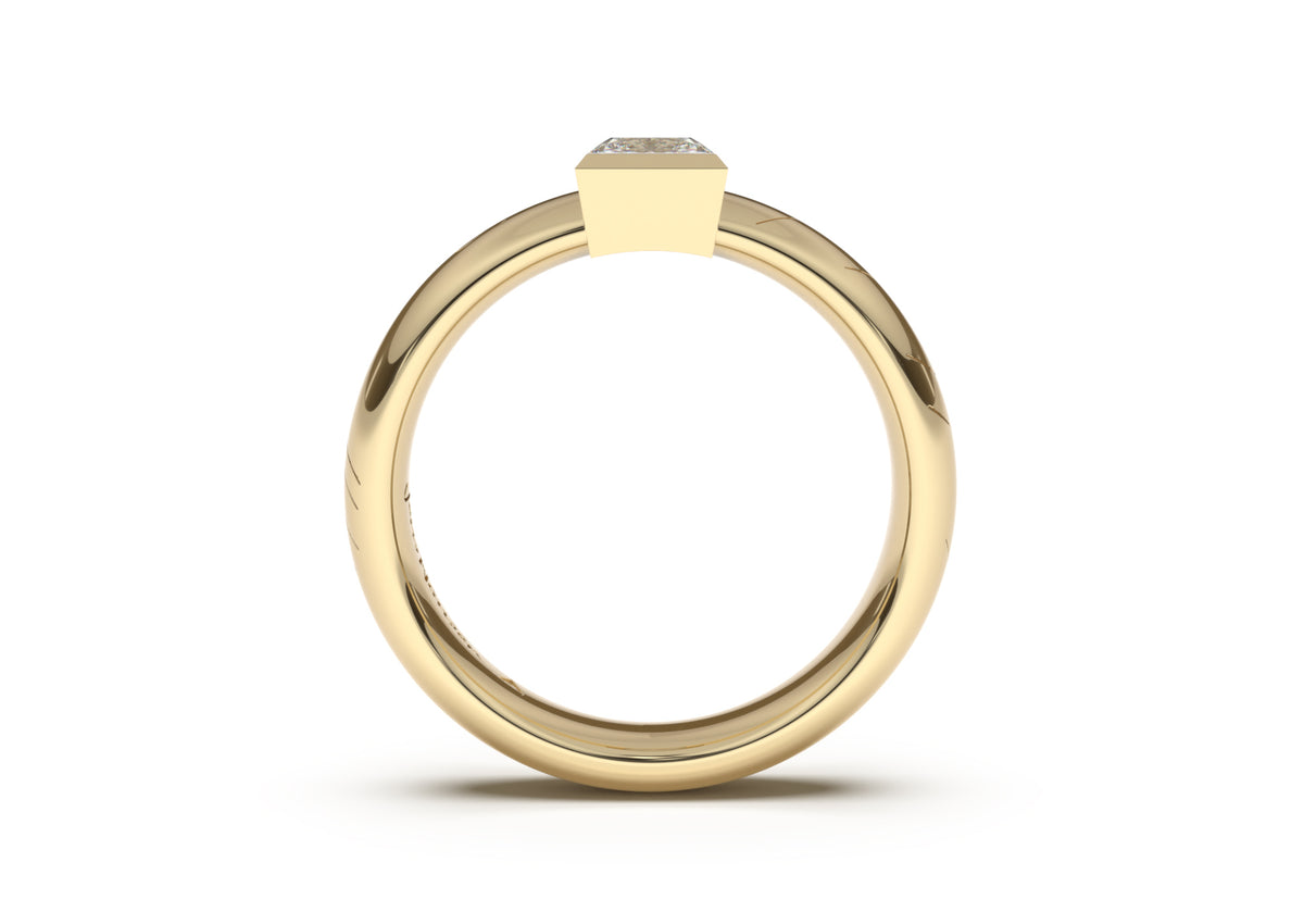 Princess Elegant Elvish Engagement Ring, Yellow Gold