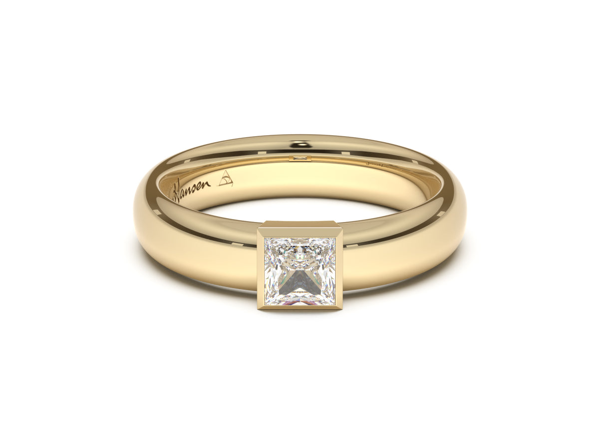 Princess Elegant Engagement Ring, Yellow Gold