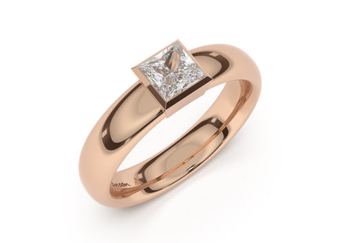 Princess Elegant Engagement Ring, Red Gold